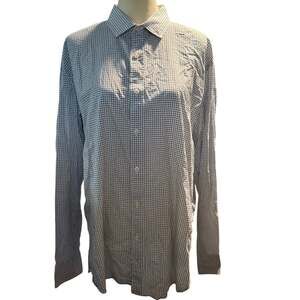 J.Crew Ludlow Two Ply Easy Care Cotton Dress Shirt, Blue Green Check, Size XL